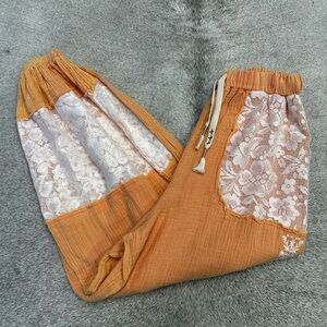 Orange Pants with Lace Detail